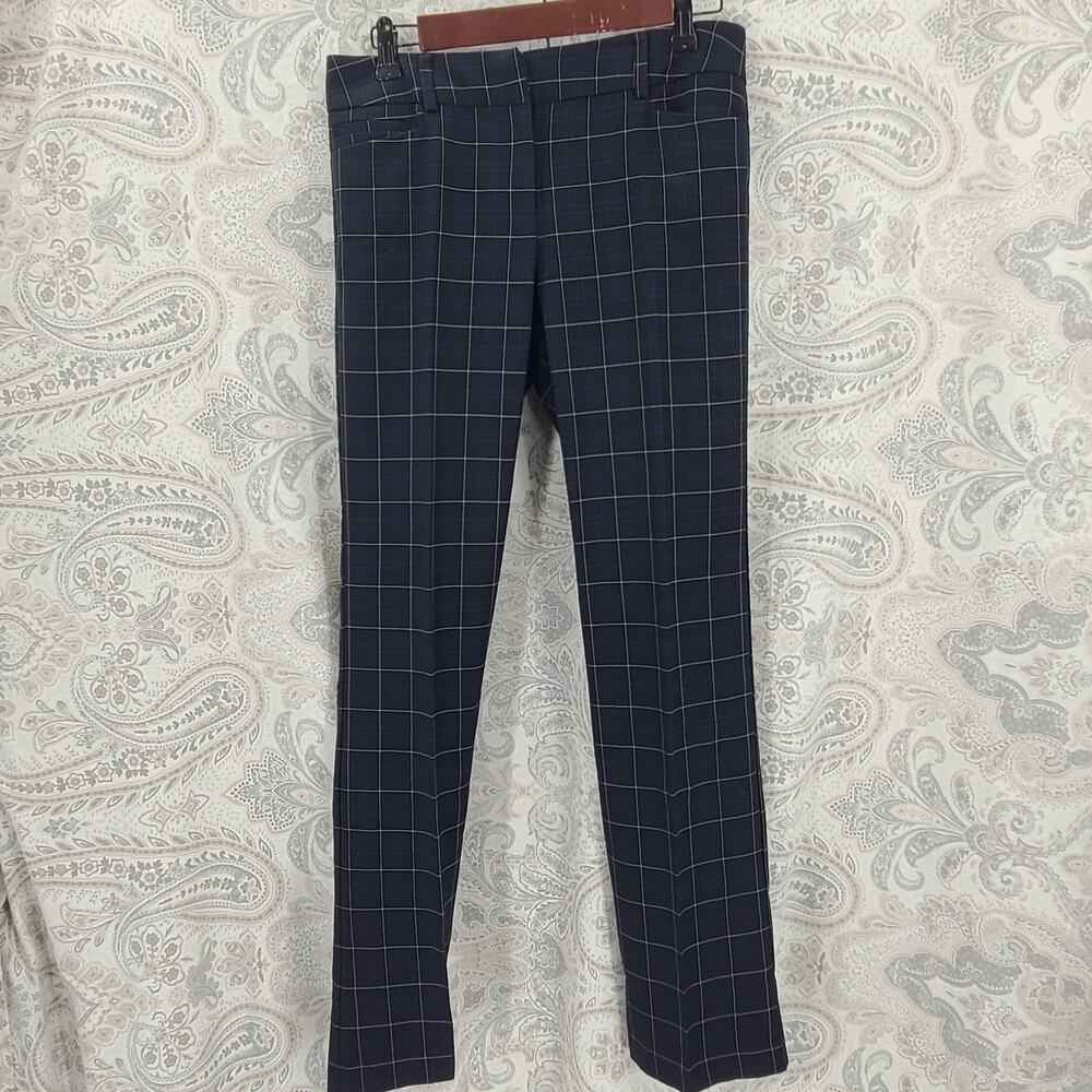 New York & Company women's trousers Navy white & blue plaid Size 2 Dark Academia - Picture 9 of 10